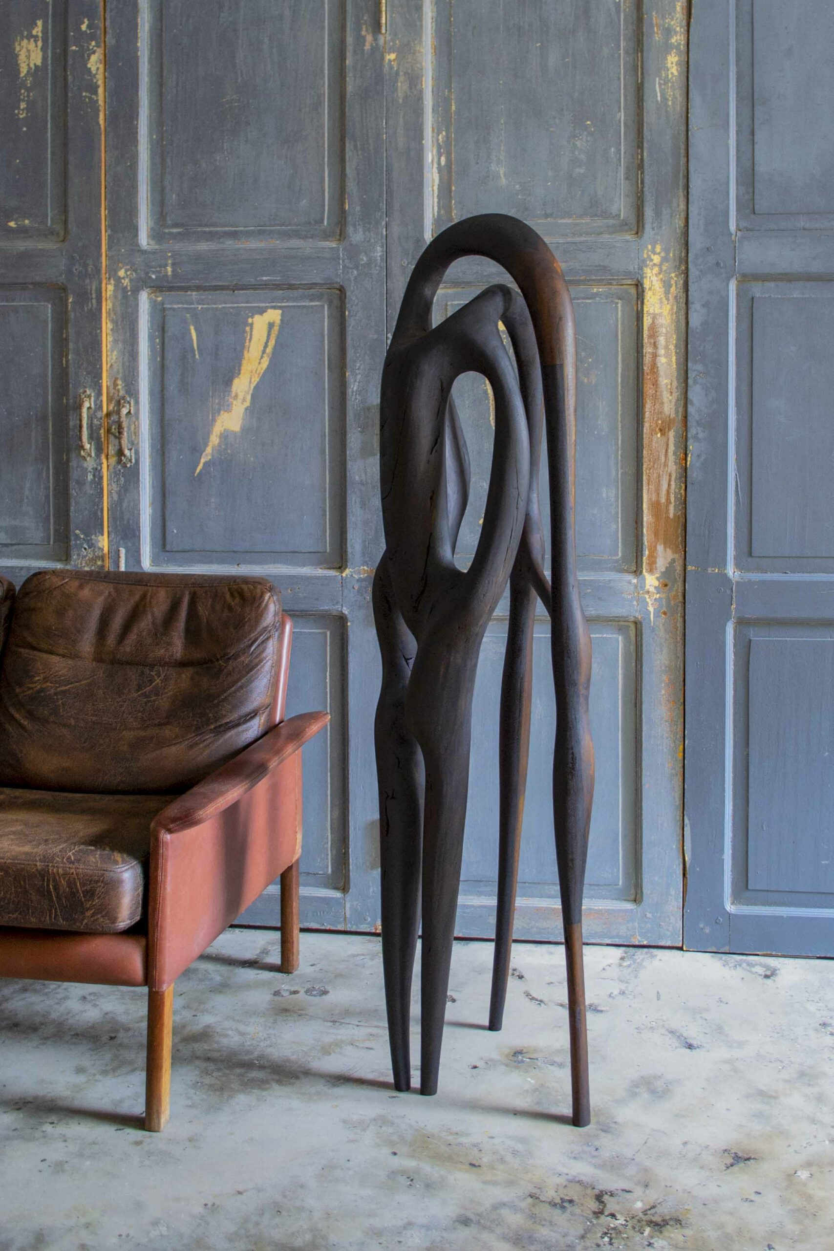 Mise en situation Art - contemporain - galerie d'art - bois - Maxime Goléo